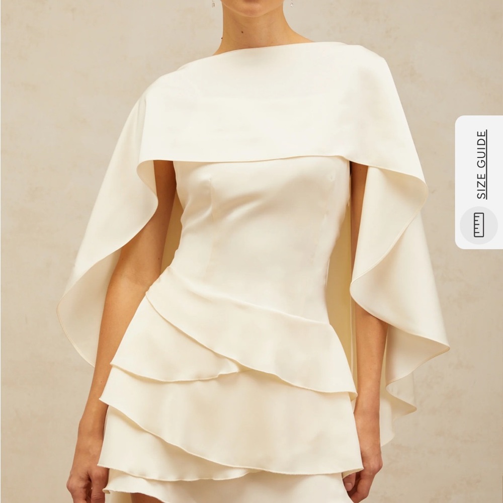 Lyna Shawl - Panel Ruffle Satin Mini Dress